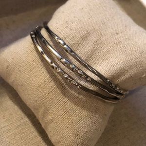 Silver toned bangle trio